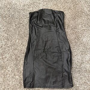 Faux Leather Black Mini Dress